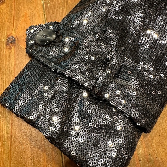 NWOT Dark Gray Sequin Double Breasted Trench Evening Coat Jacket Size Medium - Picture 10 of 11